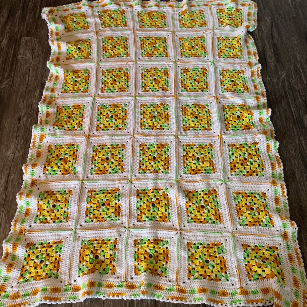 Vintage Hand crocheted blanket 44 x 66 perfect